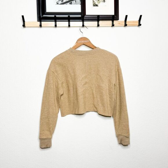ZARA Cropped Sweatshirt in Camel Beige Soft & Cozy – Size M - Picture 3 of 7